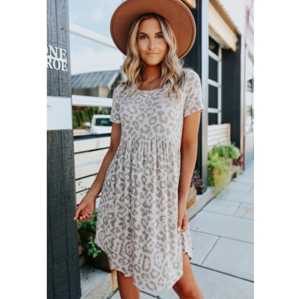 Leopard Print Empire Waist Dress